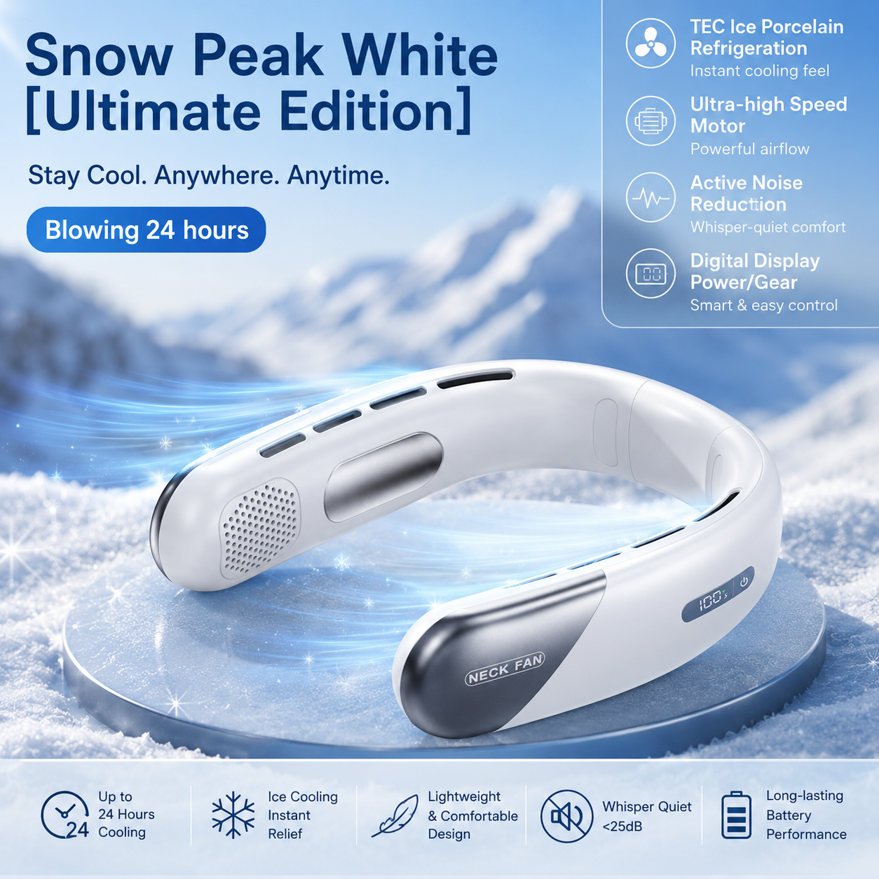 Mini USB Bladeless Fan with Digital Display | Silent and Portable
